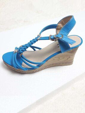 Blue Braided Gladiator Wedges Size 6 b30